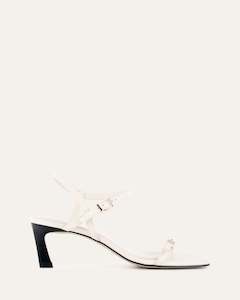 Sale Sandals: GIANNI MID HEEL SANDALS OFF WHITE LEATHER