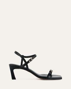 Sale Sandals: GIANNI MID HEEL SANDALS BLACK LEATHER