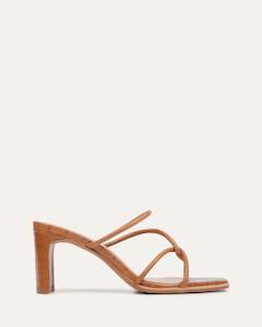 Mules: NOVI MID HEEL SANDALS TAN LEATHER