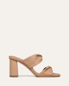 Mules: CAYLIE HIGH HEEL SANDALS BEIGE LEATHER