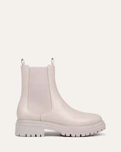 Flat Boots: BLOOM FLAT ANKLE BOOTS BONE LEATHER