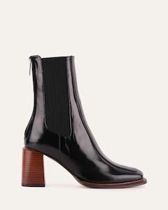 Mid Ankle Boots: DEVINA MID ANKLE BOOTS BLACK LEATHER