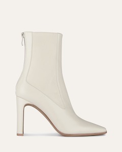 High Boots: JUNE HIGH ANKLE BOOTS OFF WHITE LEATHER