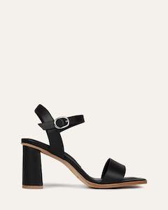 Extended Size Range: CALAIS HIGH HEEL SANDALS BLACK LEATHER