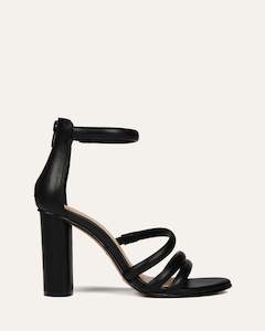 Extended Size Range: PIPPIN HIGH HEEL SANDALS BLACK LEATHER