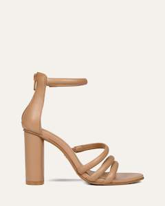 Extended Size Range: PIPPIN HIGH HEEL SANDALS BEIGE LEATHER