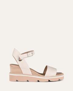 Wedges 1: KATIE MID HEEL WEDGE SANDALS BONE LEATHER