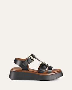 Collection: ANGELINA FLAT SANDALS BLACK LEATHER