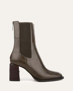 Ankle Boots: DEVINA MID ANKLE BOOT DARK OLIVE LEATHER