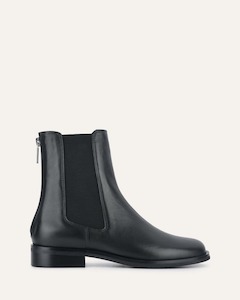 GABE FLAT ANKLE BOOTS BLACK LEATHER