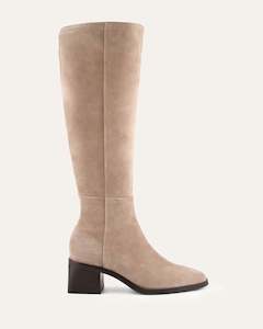 Boots: QUEENIE KNEE BOOTS TAUPE SUEDE