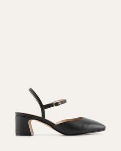 Low Heels: JEWEL LOW HEELS BLACK LEATHER