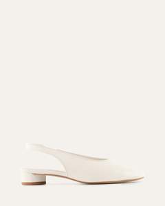 Low Heels: ORBIT LOW HEELS OFF WHITE LEATHER