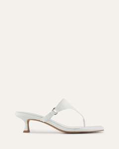 TOKEN LOW HEEL SANDALS WHITE LEATHER