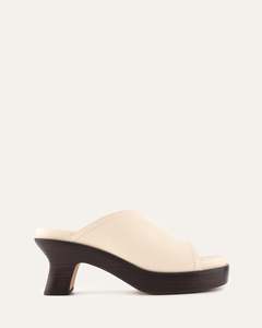 Mid Heels: PALM MID HEEL SANDALS VANILLA LEATHER