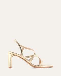 Mid Heels: NALA MID HEEL SANDALS GOLD LEATHER