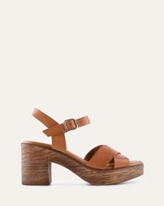 QUARTZ MID HEEL SANDALS BRANDY LEATHER