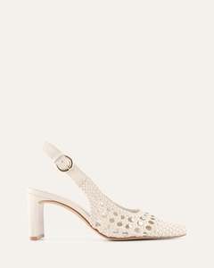 Mid Heels: OSCAR MID HEELS OFF WHITE LEATHER