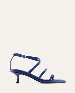 Mid Heels: TUCKER MID HEEL SANDALS COBALT LEATHER