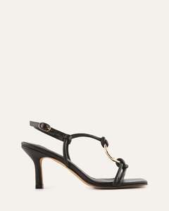 Mid Heels: KNIGHT MID HEEL SANDALS BITTER CHOC LEATHER