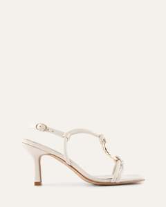 KNIGHT MID HEEL SANDALS OFF WHITE LEATHER