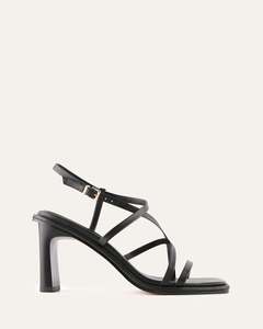 BASK HIGH HEEL SANDALS BLACK LEATHER