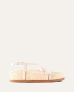 ELK FLAT SANDALS OFF WHITE NATURAL RAFFIA