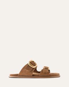 Flat Sandals: SOL FLAT SANDALS BISCUIT SUEDE