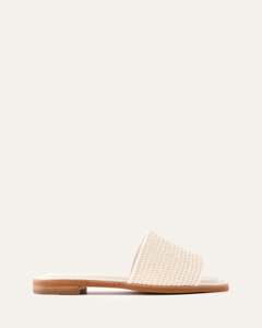 Flat Sandals: PICASSO FLAT SLIDES OFF WHITE RAFFIA
