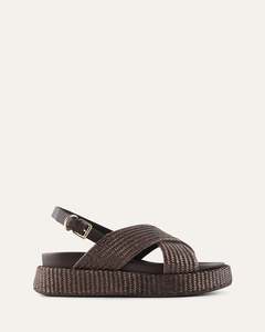 Flat Sandals: MIKEY FLAT SANDALS BITTER CHOC RAFFIA
