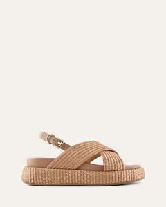 MIKEY FLAT SANDALS TAN RAFFIA