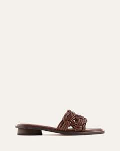 Flat Sandals: CORTA FLAT SANDALS PECAN LEATHER