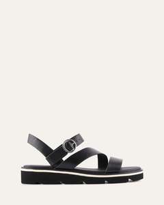 Flat Sandals: IONA FLAT SANDALS BLACK LEATHER