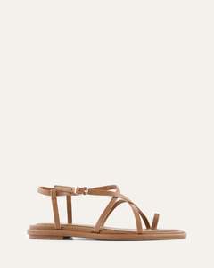 Flat Sandals: AVEN FLAT SANDALS TUSCAN TAN LEATHER