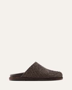 OCEAN FLAT SLIDES CHOCOLATE RAFFIA