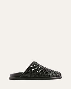 ORAN FLAT SLIDES BLACK LEATHER