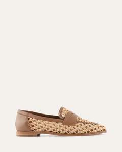 Lace Up Loafers: ABBOTT LOAFERS NATURAL RAFFIA