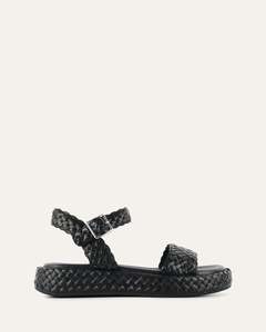 Sale Sandals: POPPY FLAT SANDALS BLACK LEATHER