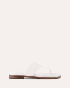 Outlet 1: TOBY FLAT SANDALS WHITE LEATHER