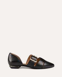 Collection: CARLA DRESS FLATS BLACK LEATHER