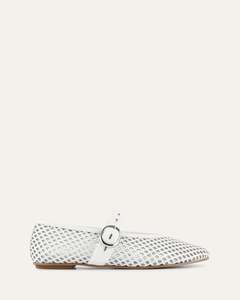 GINGER BALLET FLATS WHITE LEATHER