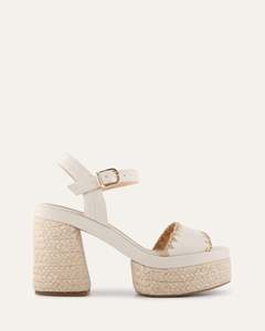 FISHER HIGH HEEL PLATFORM SANDALS OFF WHITE LEATHER