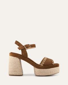 FISHER HIGH HEEL PLATFORM SANDALS BISCUIT SUEDE