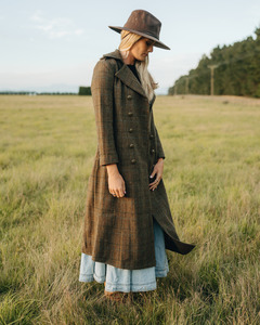 Brentwood Wool Tartan Tweed Trench Coat: Mossgrove Green Trench Coat