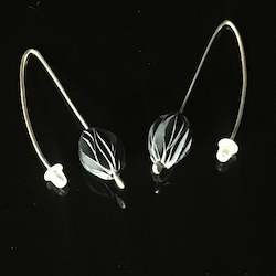 Nature pod black drop earrings