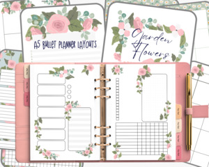 Undated Printable Bullet Journal Template | Planner PDF Calendar Bundle - "Garde&hellip;