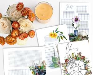 Printable Downloads: Bullet Journal Printable | Undated Calendar PDF Planner Bundle - Alchemical Habit Trackers
