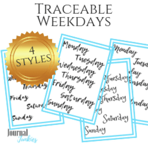 Traceable Weekday Lettering | PDF, PNG Download & Printable