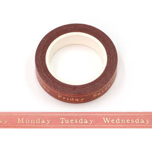 Planner Washi Tape: Foil Pink Weekday | Thin Washi Tape