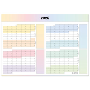 Planner: 2026 Rainbow Wall Calendar | Quad Layout